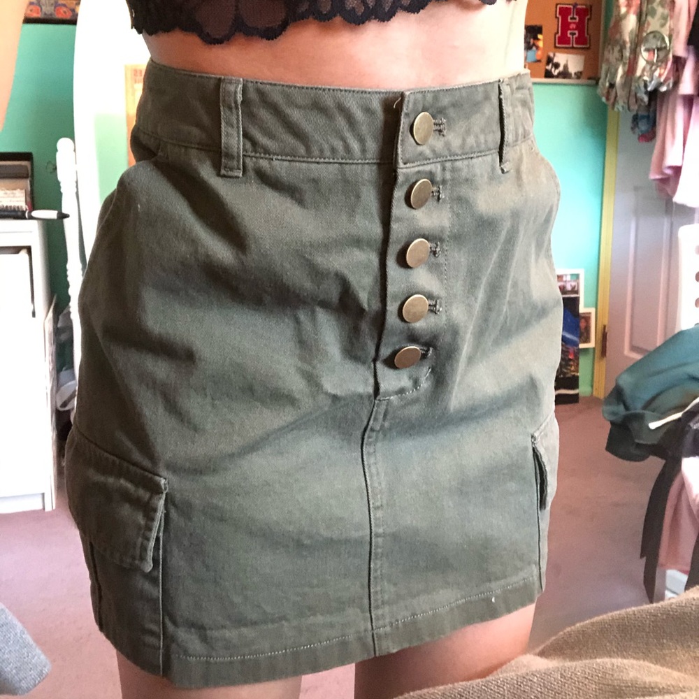 army green skirt